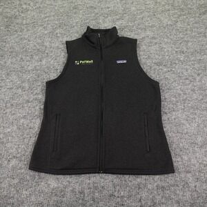 Patagonia Better Sweater Vest Womens Large Black‎ PetWell Logo Full Zip STY25886